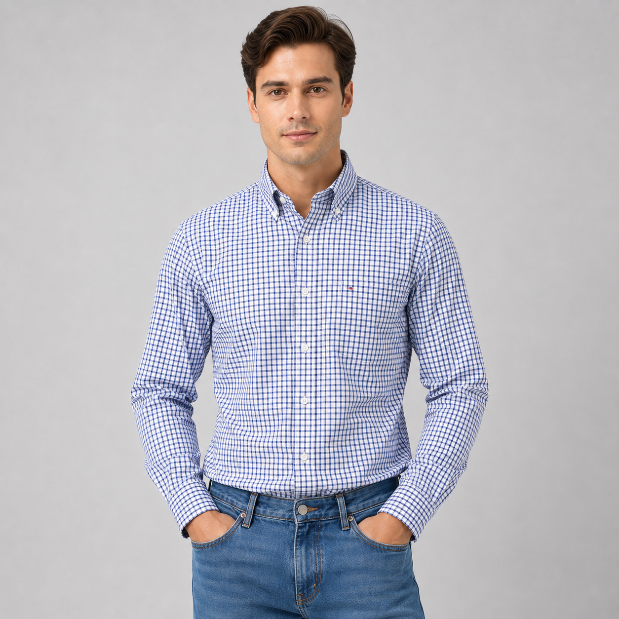 Montarello Men's Oxford Cotton Long-Sleeve Shirt