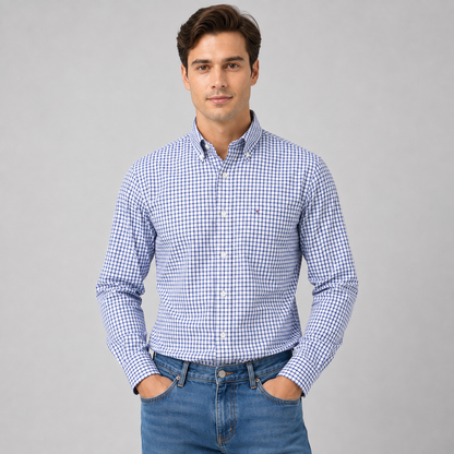 Montarello Men's Oxford Cotton Long-Sleeve Shirt