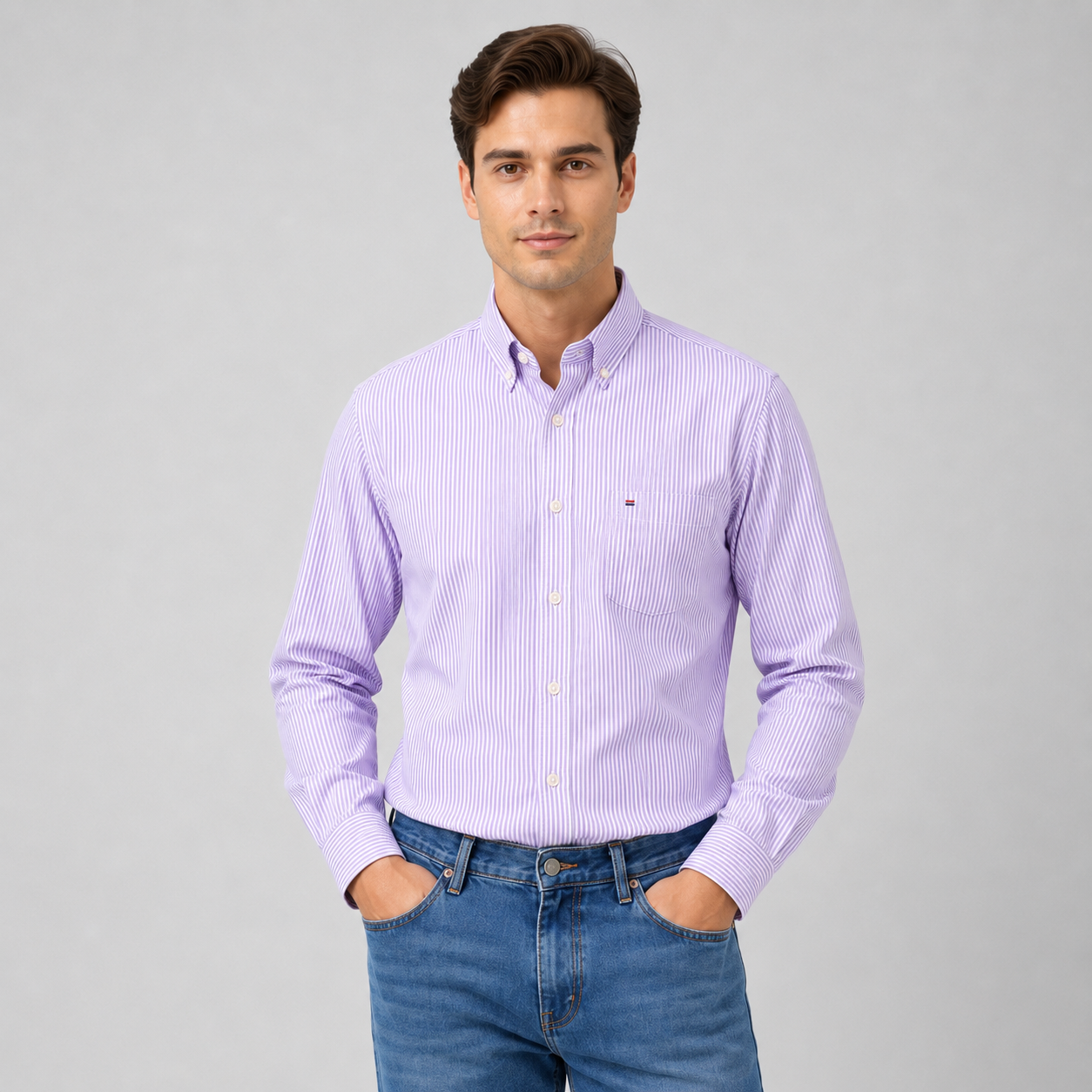 Montarello Men's Oxford Cotton Long-Sleeve Shirt