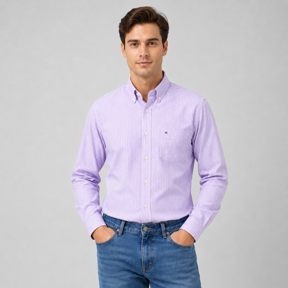 Montarello Men's Oxford Cotton Long-Sleeve Shirt