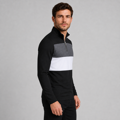 Montarello Men's Quarter-Zip Polo Long Sleeve