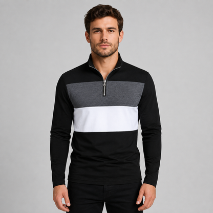 Montarello Men's Quarter-Zip Polo Long Sleeve