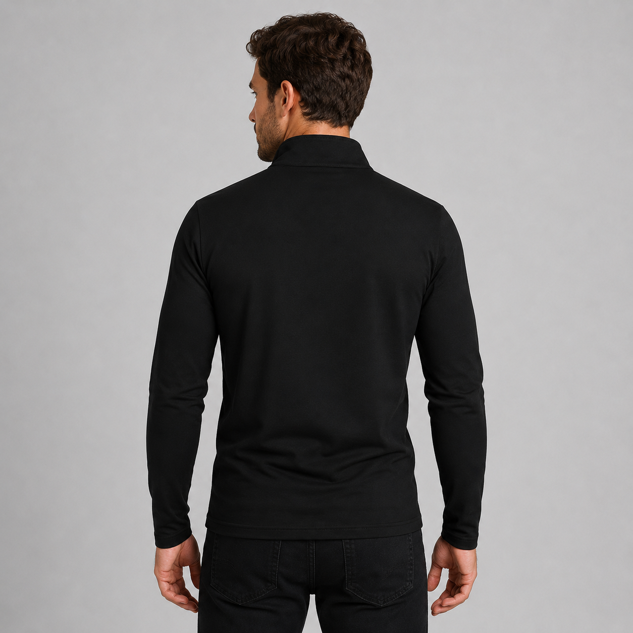 Montarello Men's Quarter-Zip Polo Long Sleeve