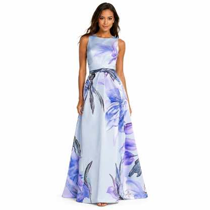 Robe maxi à une épaule effet satin à motif floral pour invitées de mariage pour femmes Montarello