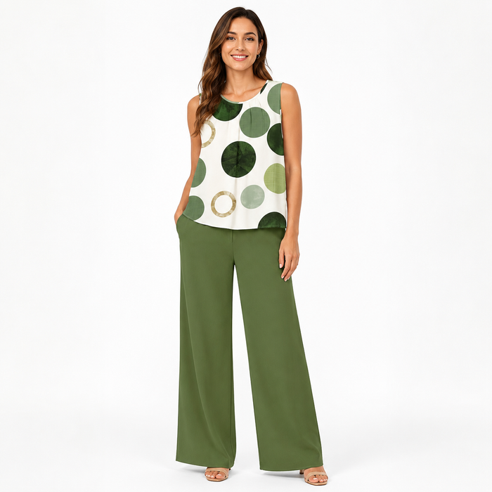 Montarello Women's Polka Dot Sleeveless Top and Trousers Co-Ord Set