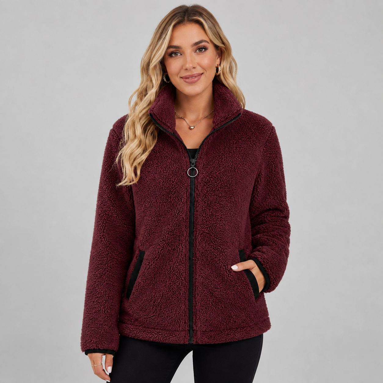 Montarello Women's Teddy Fleece Jacket Zip Up