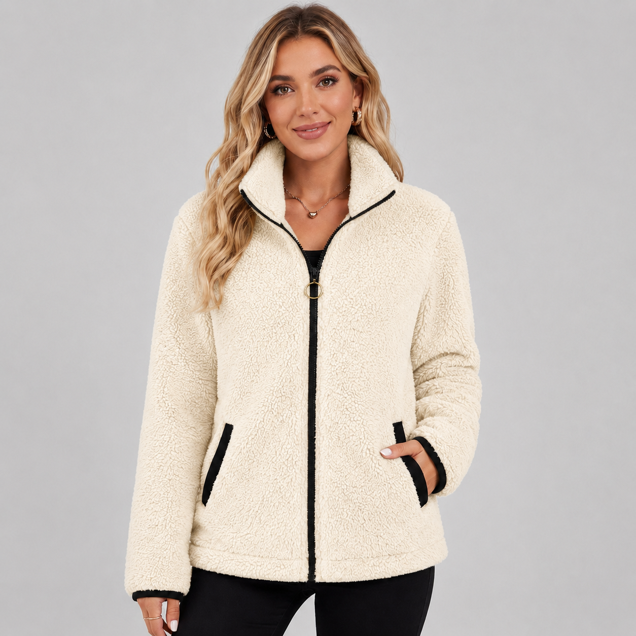 Montarello Women's Teddy Fleece Jacket Zip Up