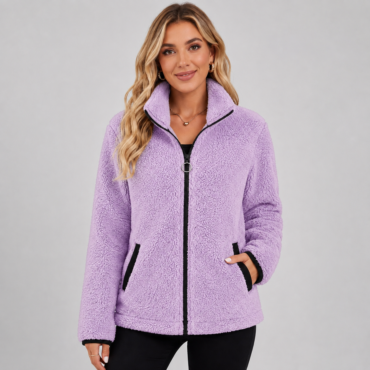 Montarello Women's Teddy Fleece Jacket Zip Up