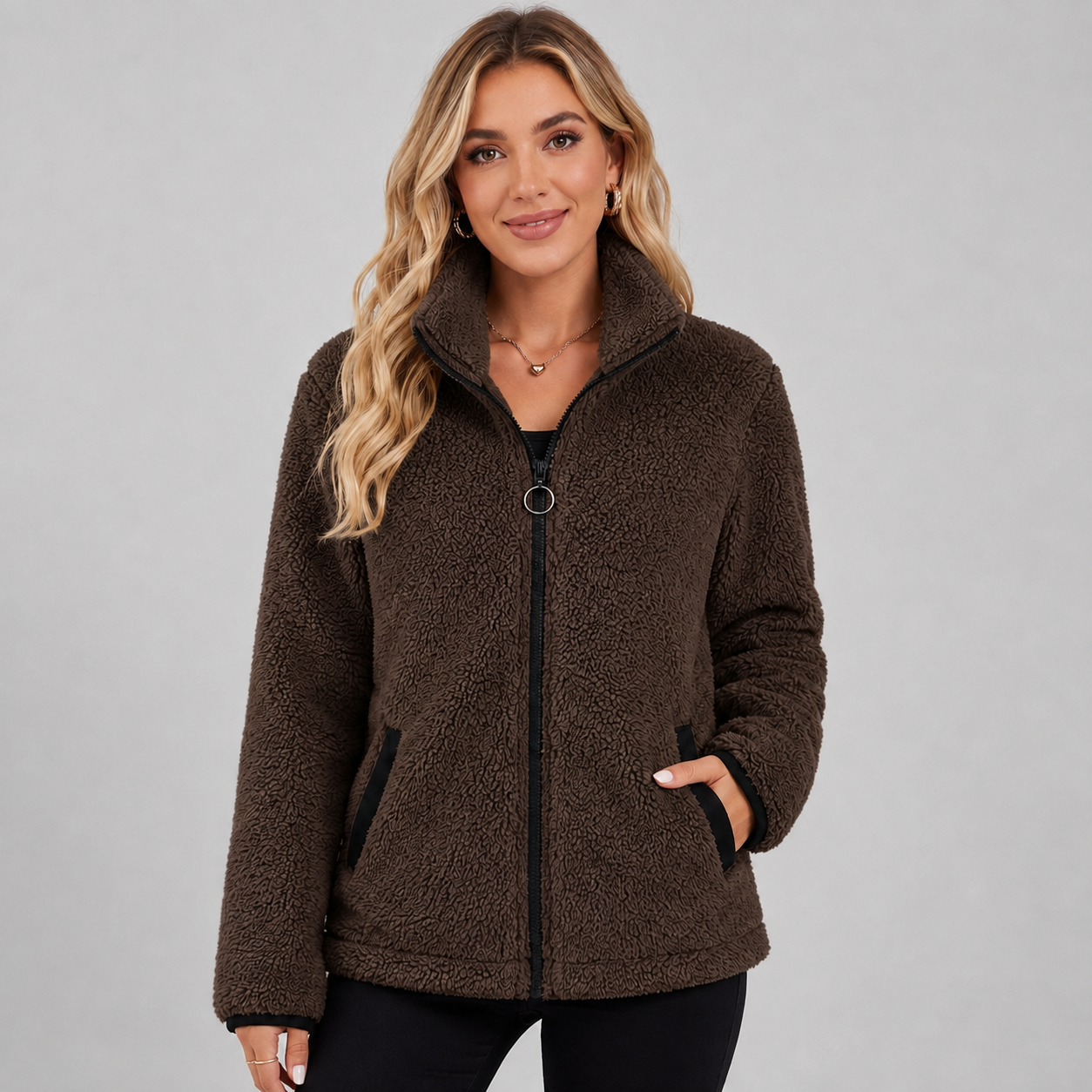 Montarello Women's Teddy Fleece Jacket Zip Up