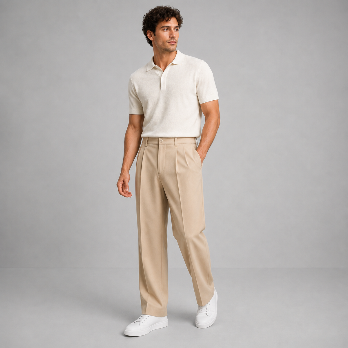Montarello Men's Tailored Straight Leg Trousers with Front Pleat