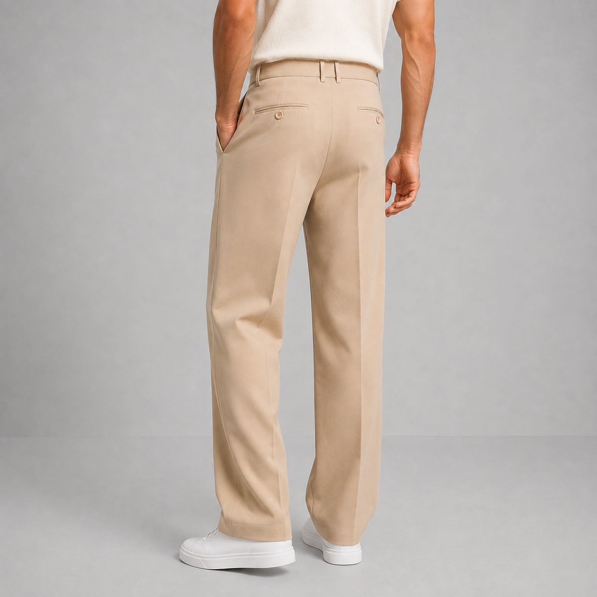 Montarello Men's Tailored Straight Leg Trousers with Front Pleat