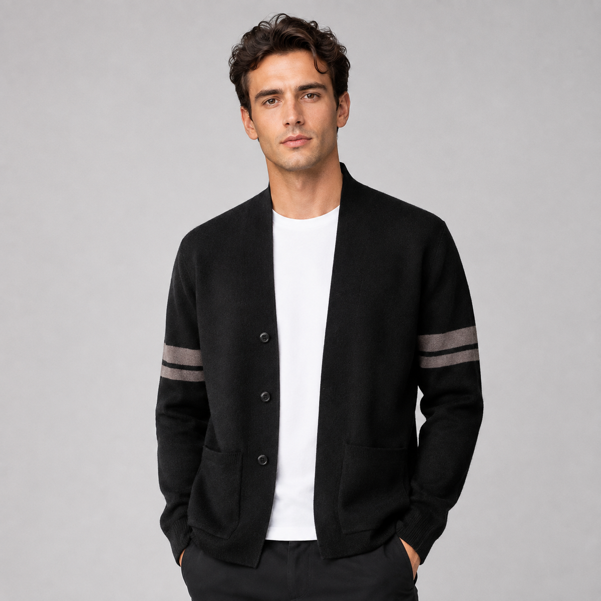 Gilet pour homme Montarello avec rayures style universitaire sur les manches