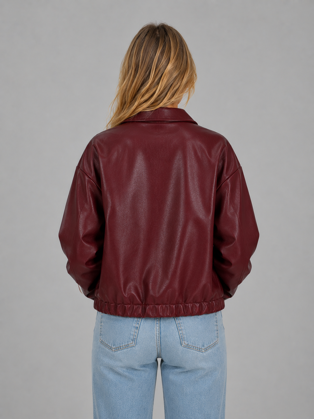 Montarello Women's Leather-Look Cropped Zip Jacket