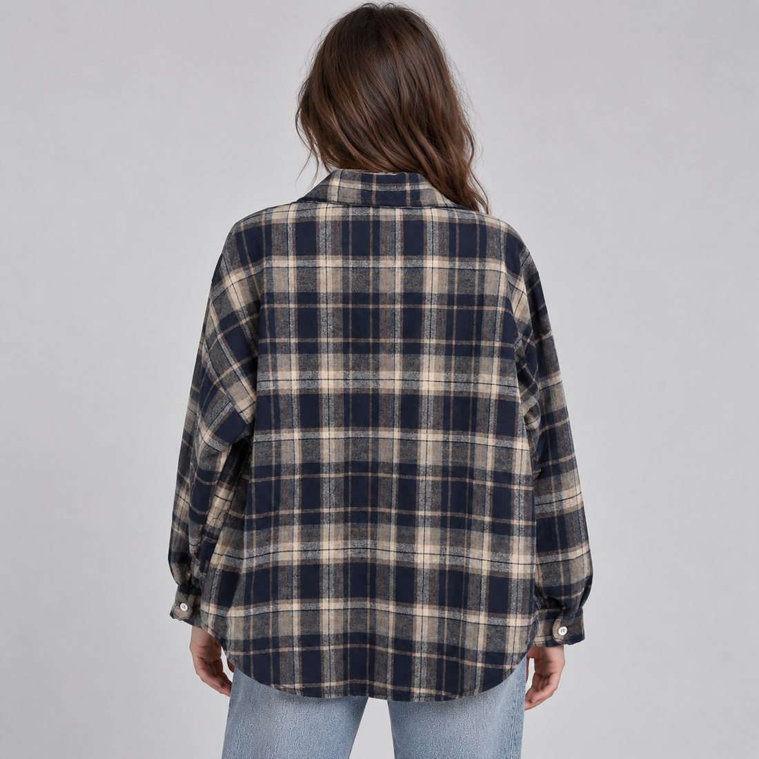 Montarello Women's Overshirt Check Notched Collar