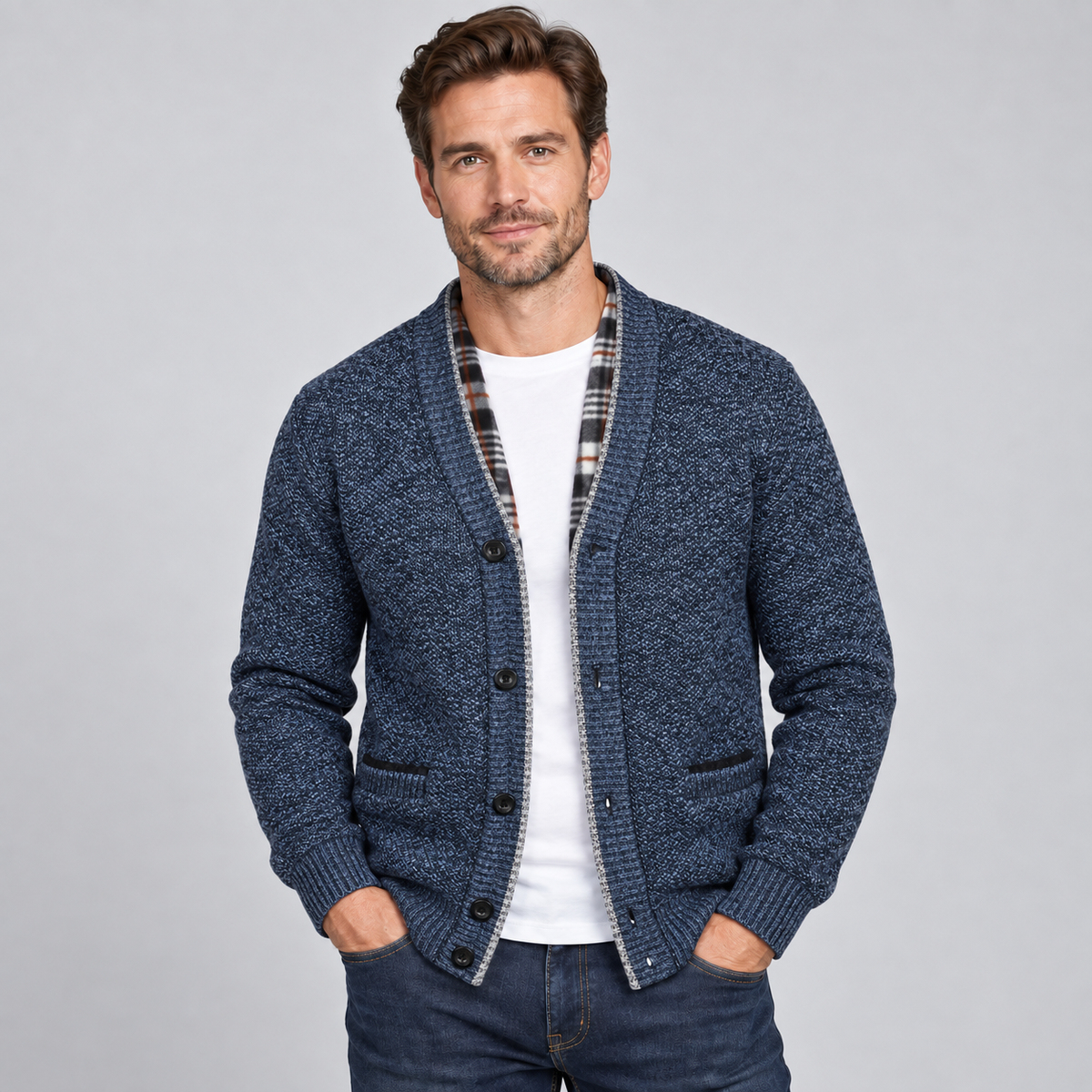 Gilet pour homme Montarello doublé polaire, boutonnage devant et col en V