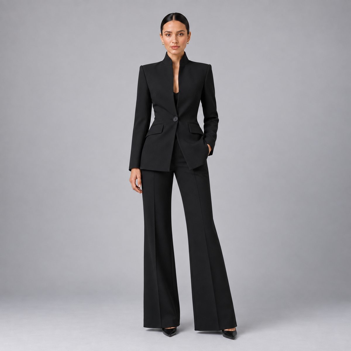 Montarello Women's Tailored Blazer and Wide-Leg Trouser Suit Set