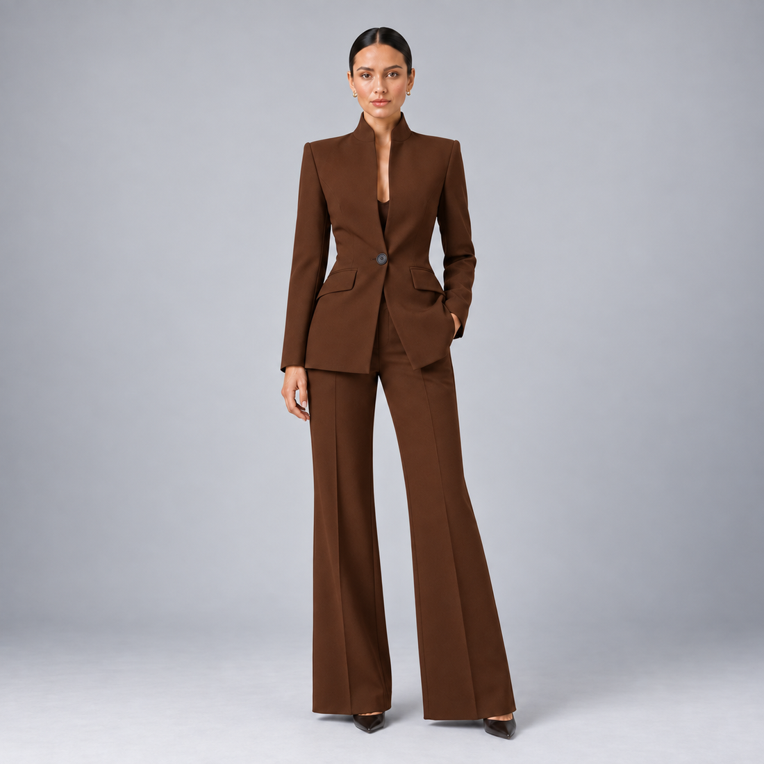 Montarello Women's Tailored Blazer and Wide-Leg Trouser Suit Set