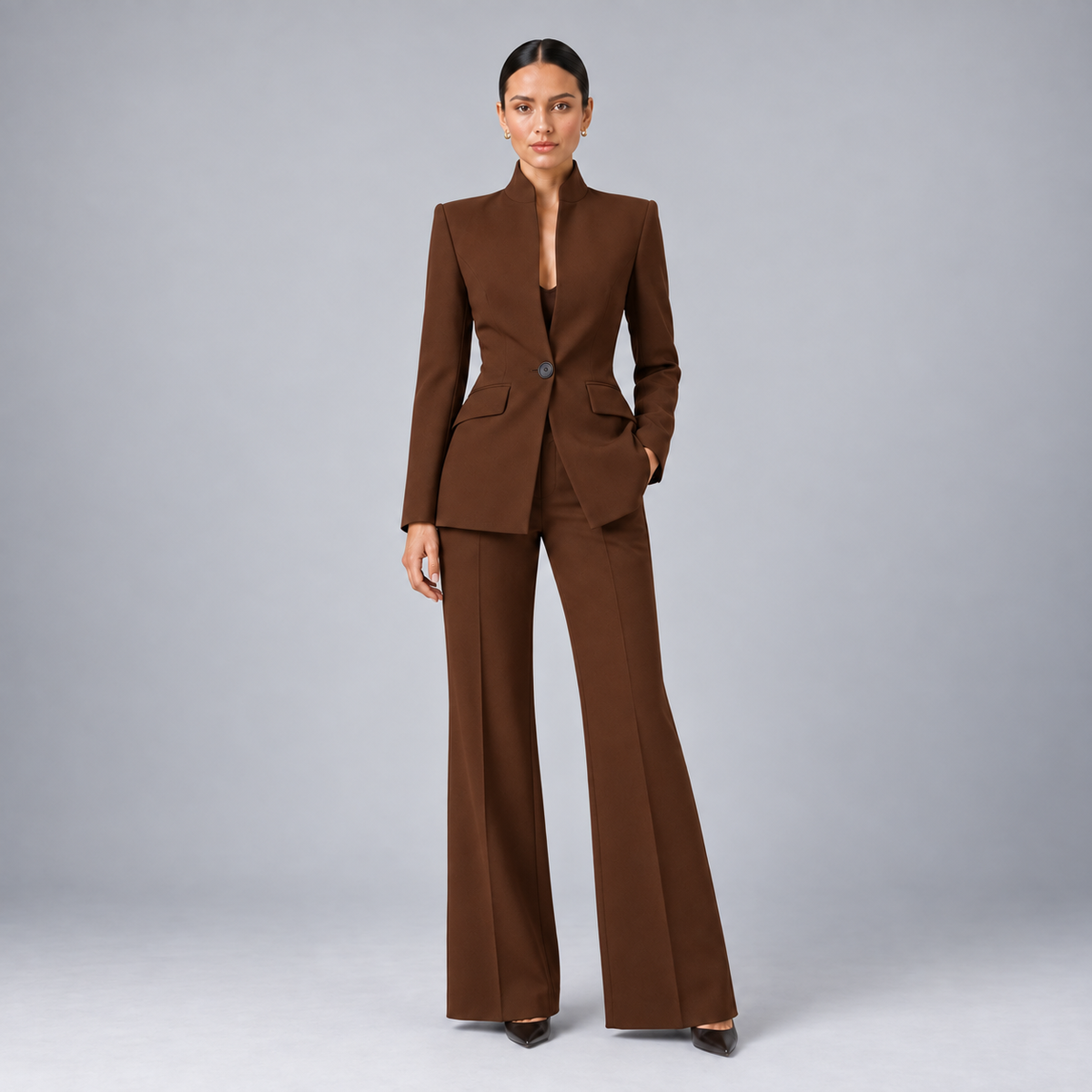 Montarello Women's Tailored Blazer and Wide-Leg Trouser Suit Set