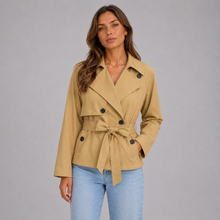 Montarello Women's Cropped Trench Coat with Tie Wai