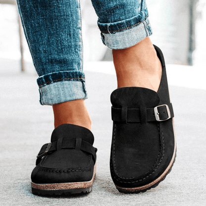 Montarello Women's Suede-Look Buckle Clogs