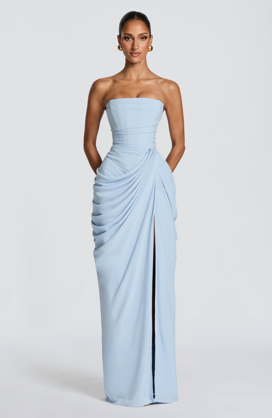 Montarello Women's Strapless Ruched Maxi Wedding Guest Dress