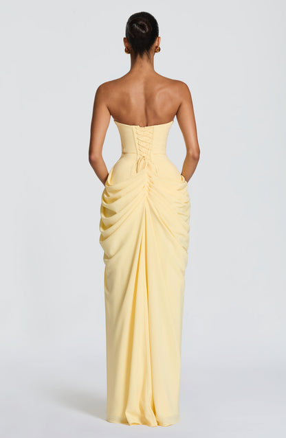 Montarello Women's Strapless Ruched Maxi Wedding Guest Dress