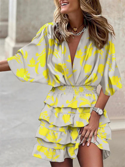 Montarello V-Neck Ruffle Women's Summer Dress