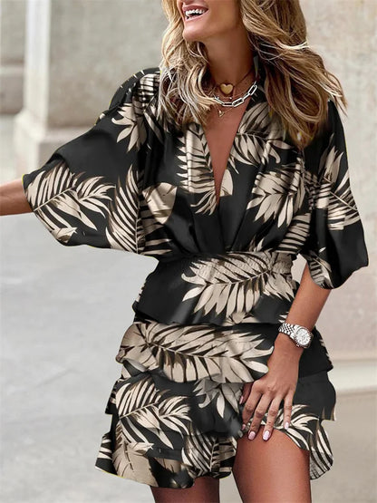 Montarello V-Neck Ruffle Women's Summer Dress