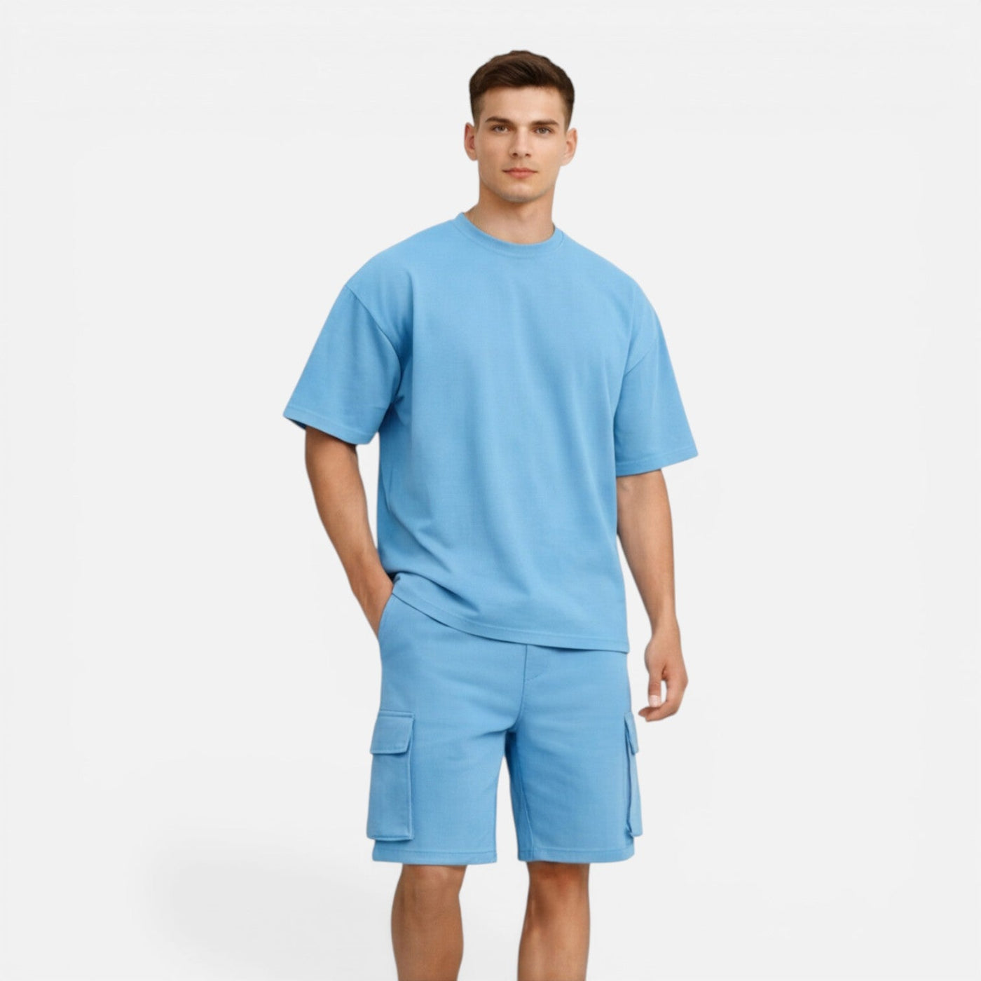 Montarello Men's Cargo Shorts & Oversized T-Shirt Summer Co-Ord Set