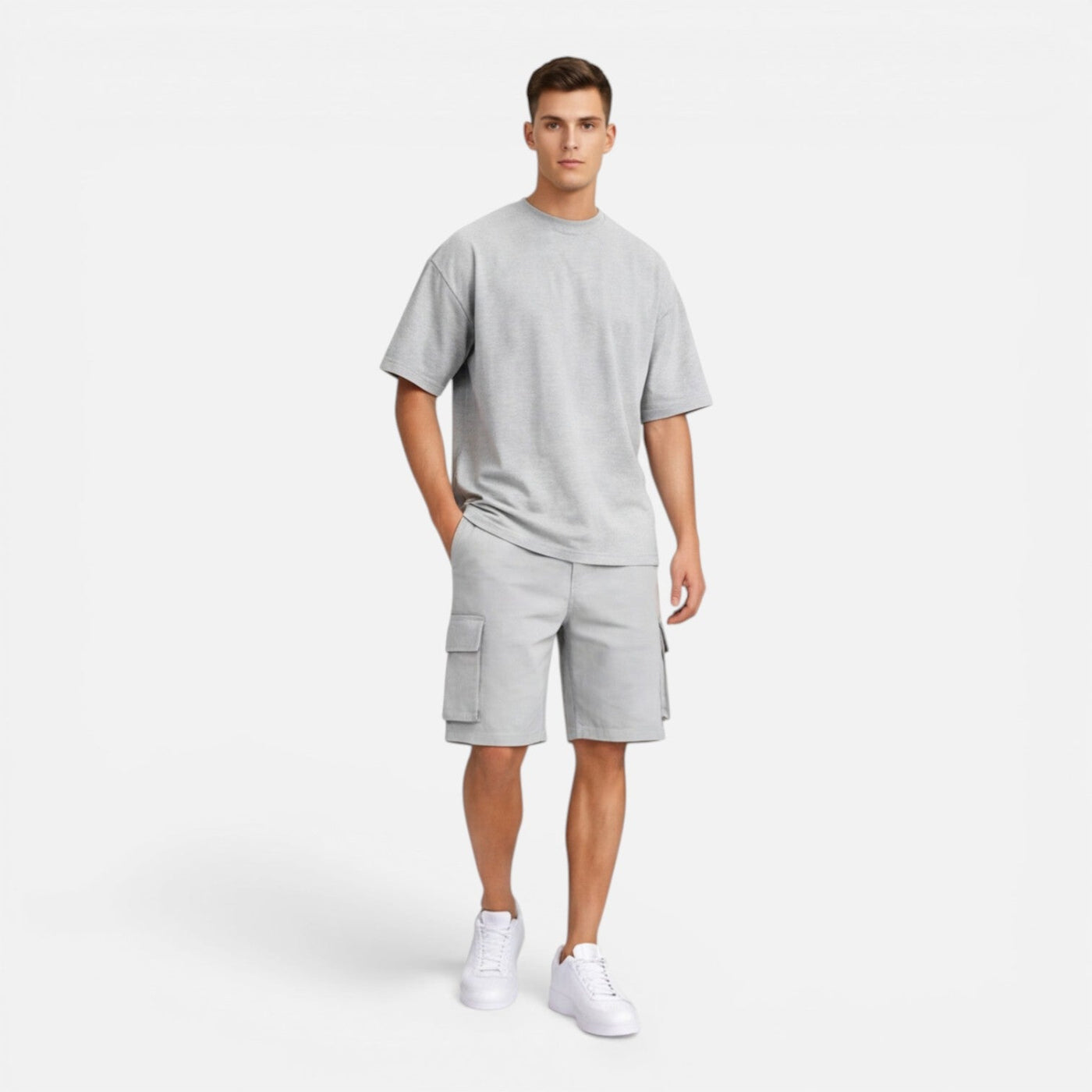 Montarello Men's Cargo Shorts & Oversized T-Shirt Summer Co-Ord Set
