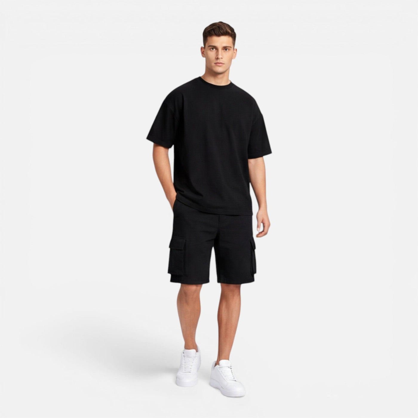 Montarello Men's Cargo Shorts & Oversized T-Shirt Summer Co-Ord Set