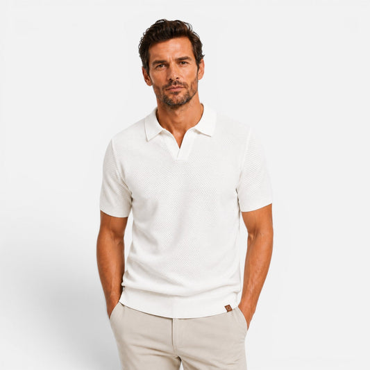 Montarello Men's Slim Fit Textured Knit Short-Sleeve Polo Shirt