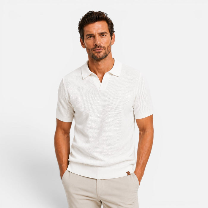 Montarello Men's Slim Fit Textured Knit Short-Sleeve Polo Shirt