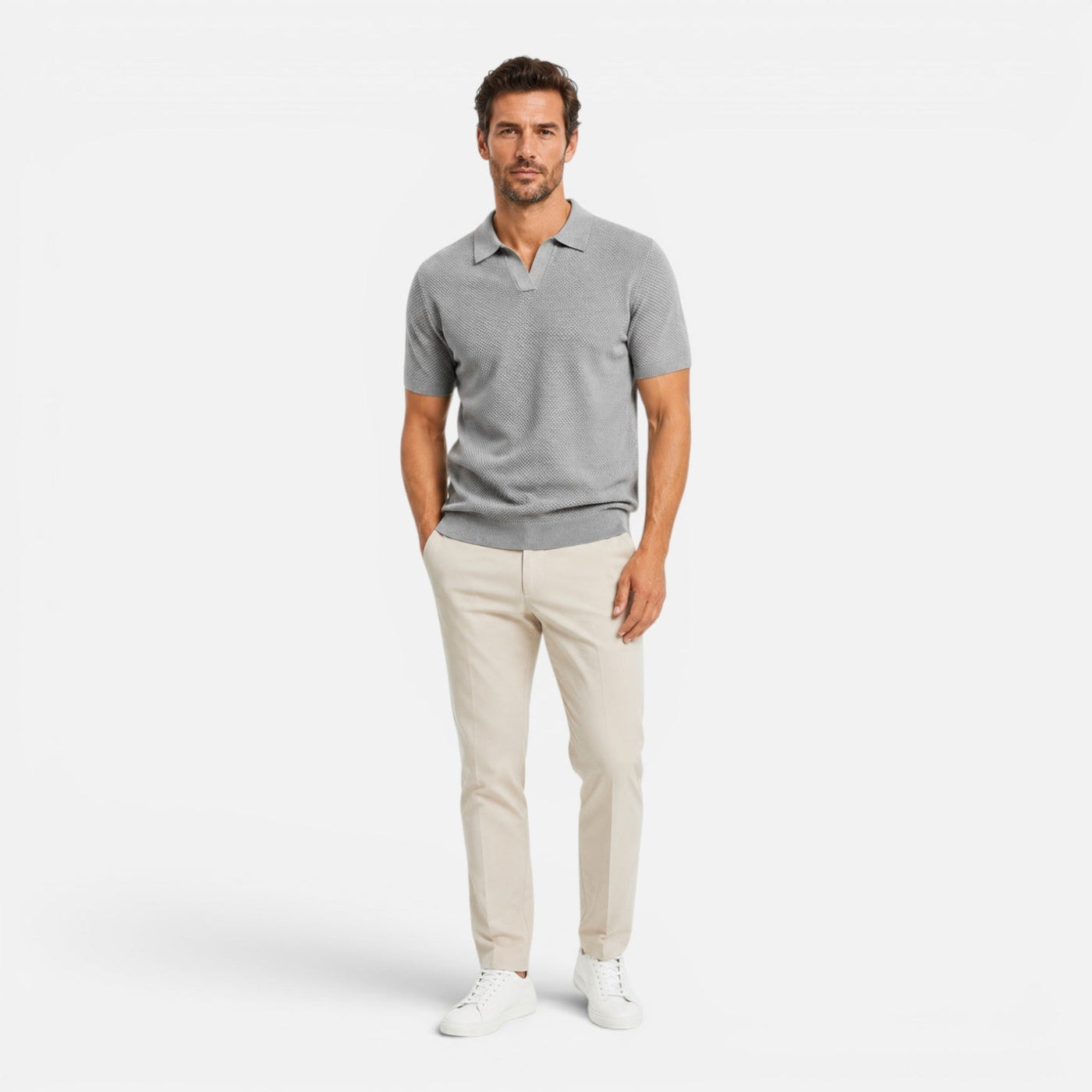 Montarello Men's Slim Fit Textured Knit Short-Sleeve Polo Shirt