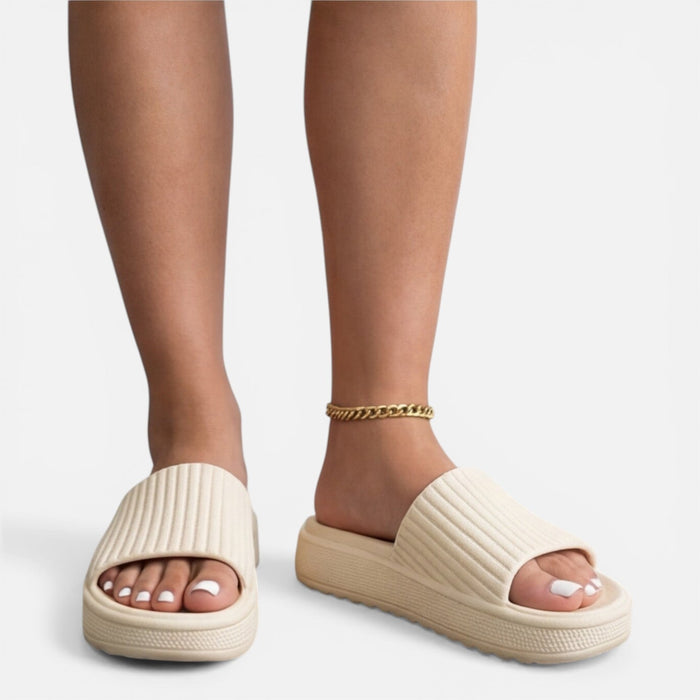 Montarello Women's Cushioned Pillow Footbed Non-Slip Slide Sandals