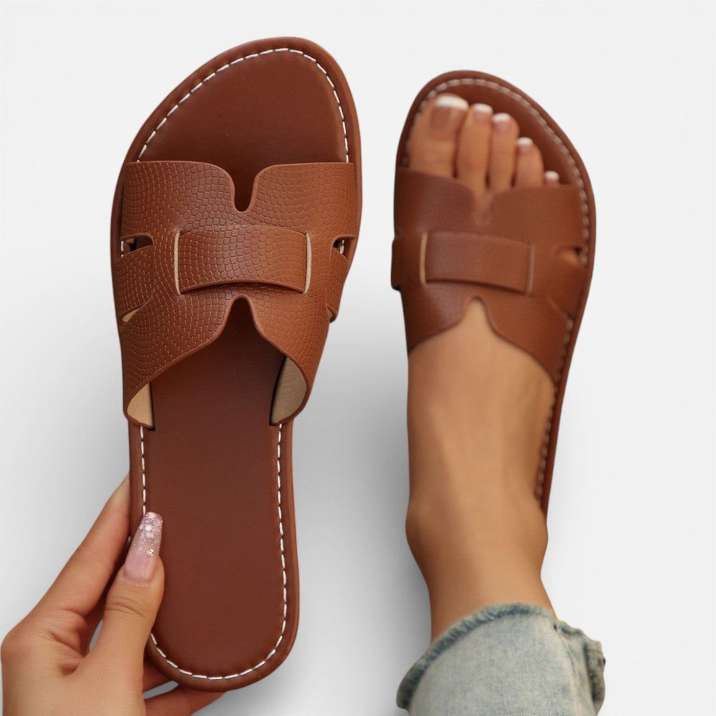 Montarello Women's Woven Cross-Over Flat Slip-On Slide Sandals