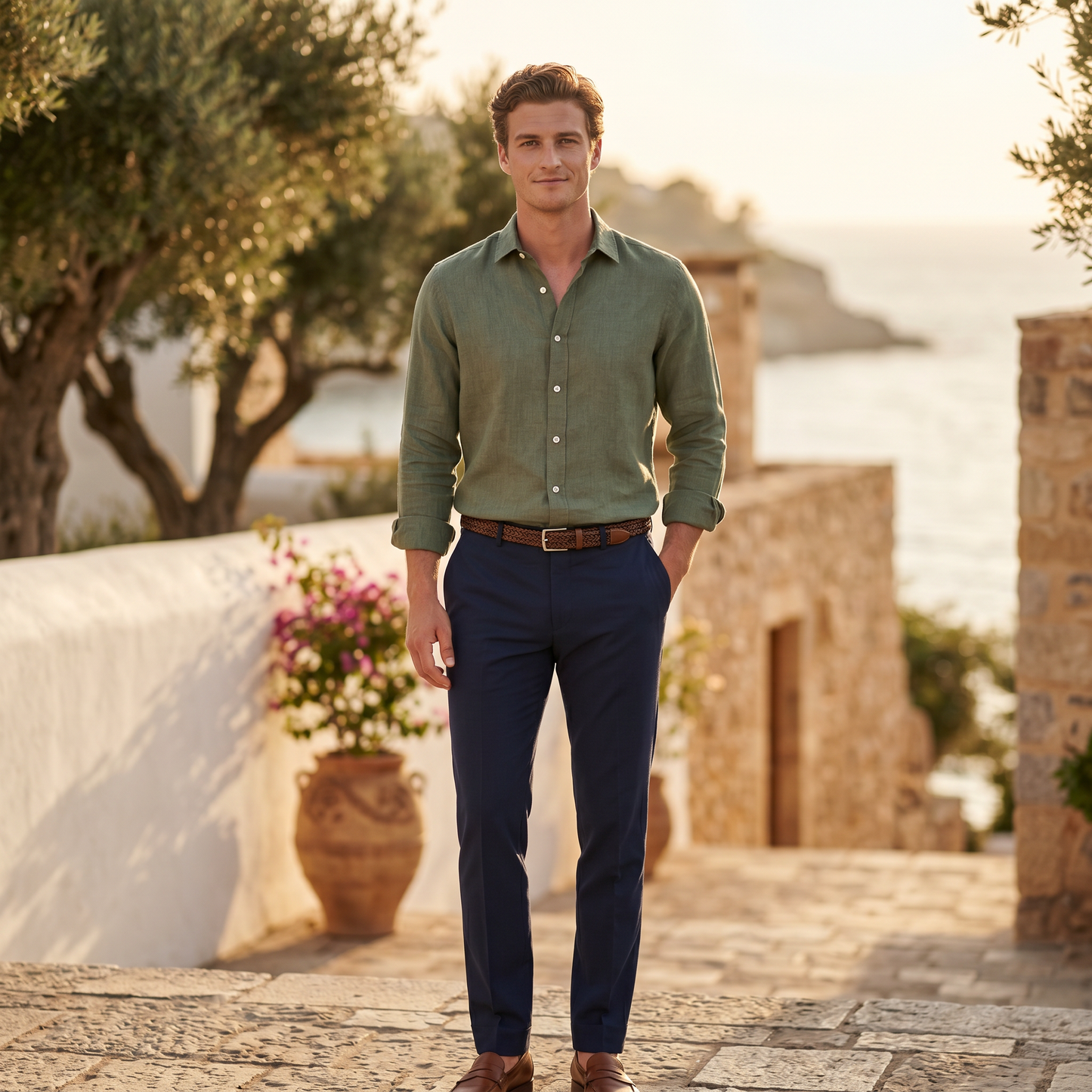 Montarello Men's Linen-Look Shirt