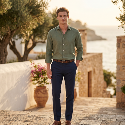 Montarello Men's Linen-Look Shirt