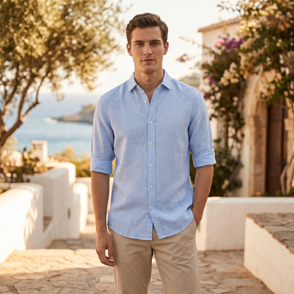 Montarello Men's Linen-Look Shirt