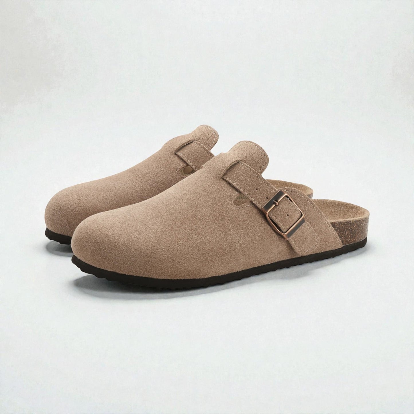 Montarello Men’s Suede Buckle Comfort Mules
