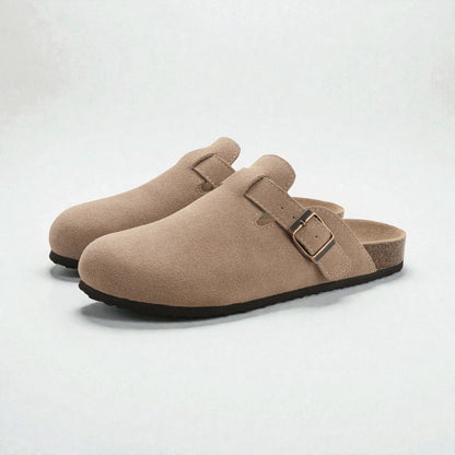 Montarello Men’s Suede Buckle Comfort Mules