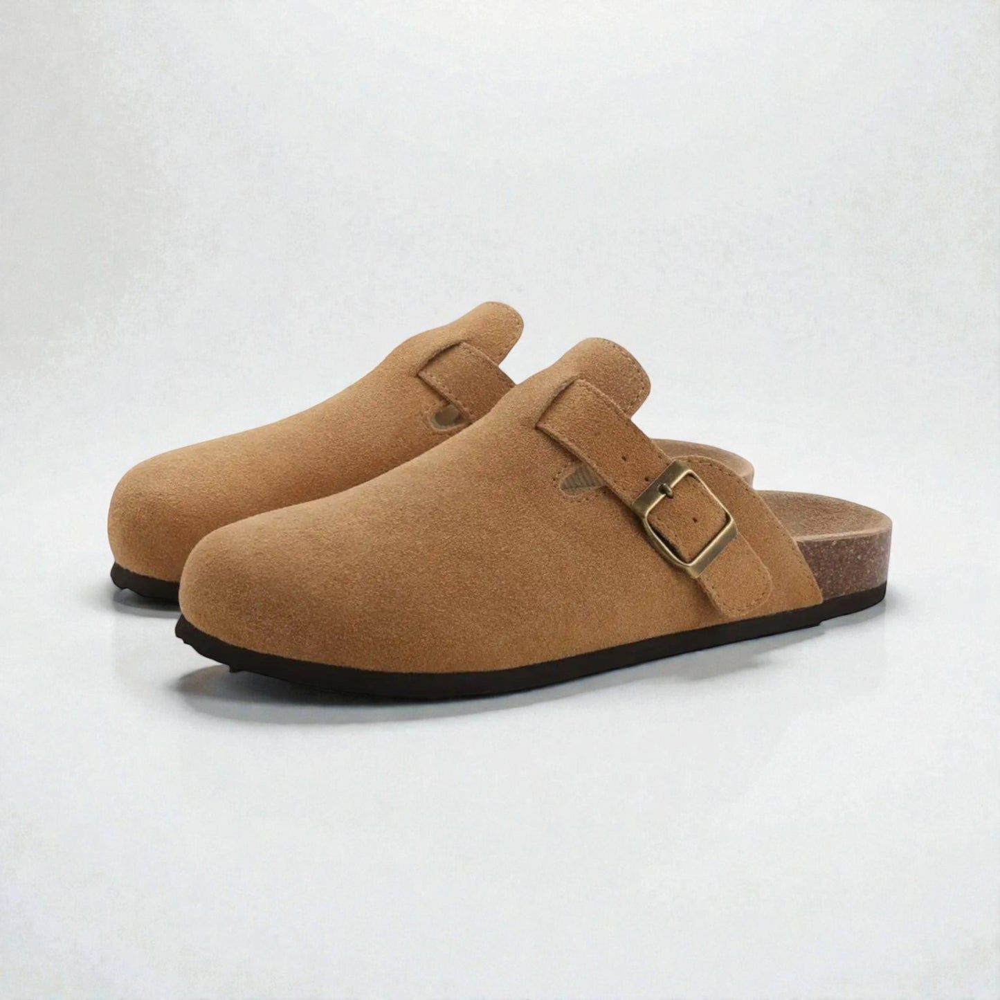 Montarello Men’s Suede Buckle Comfort Mules
