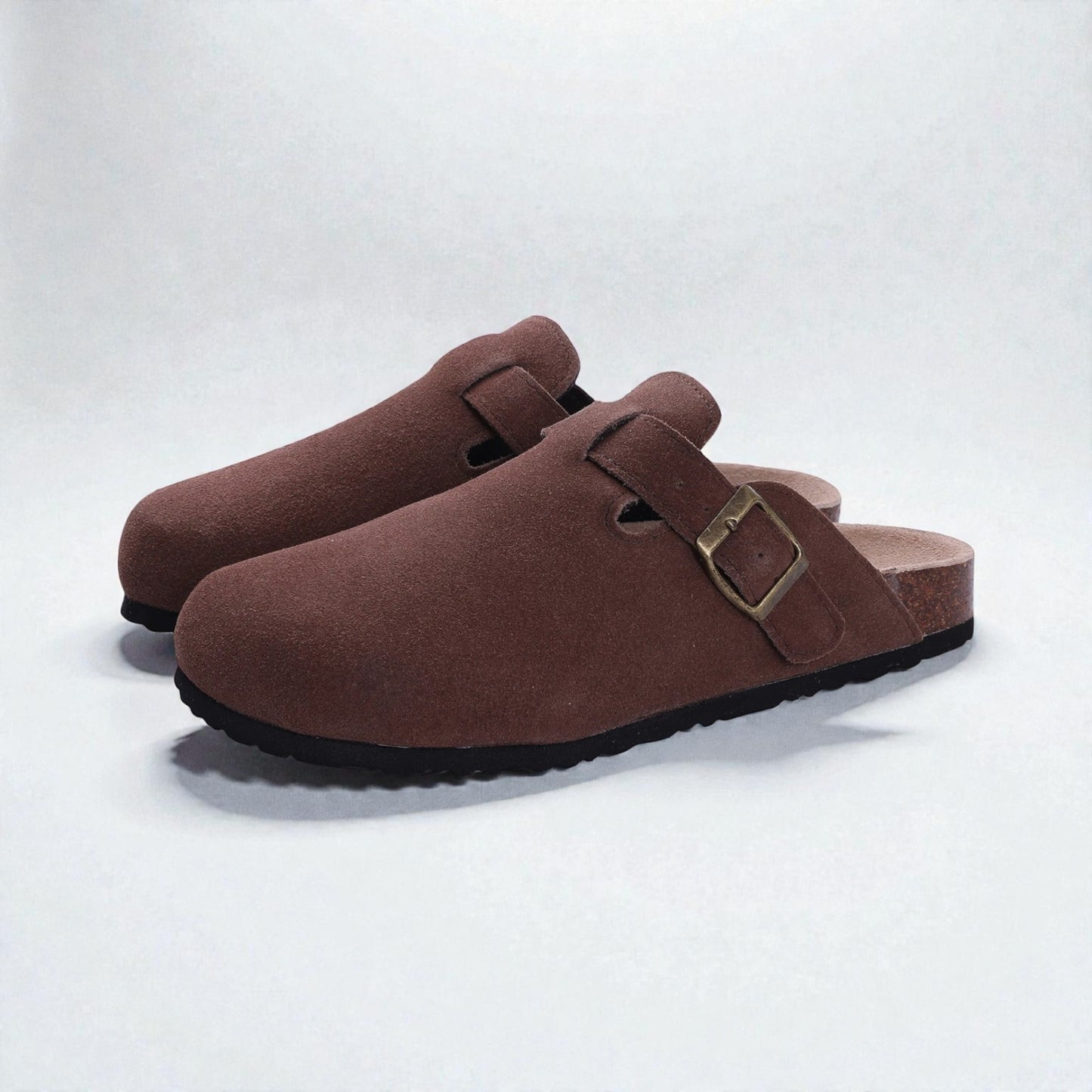 Montarello Men’s Suede Buckle Comfort Mules