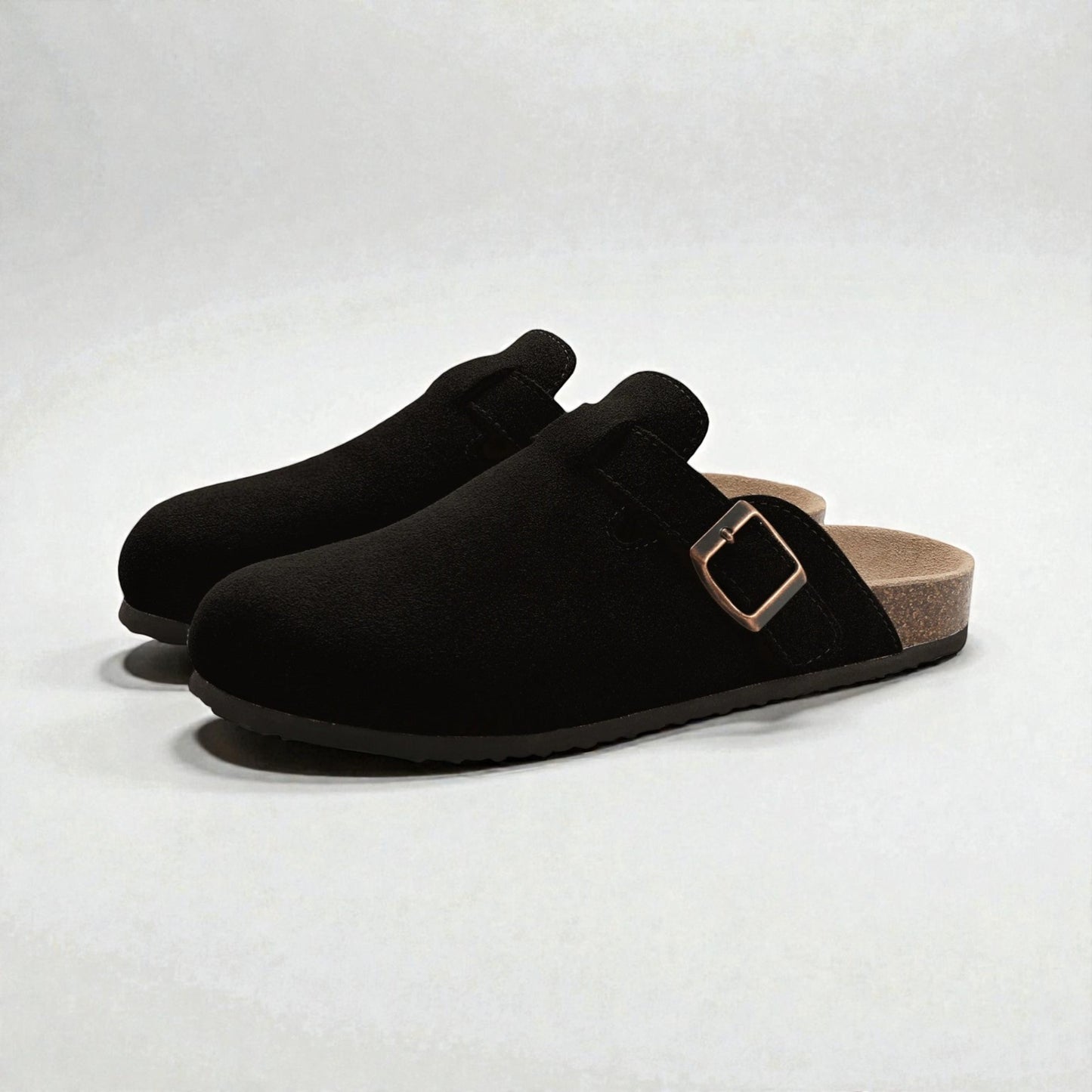 Montarello Men’s Suede Buckle Comfort Mules