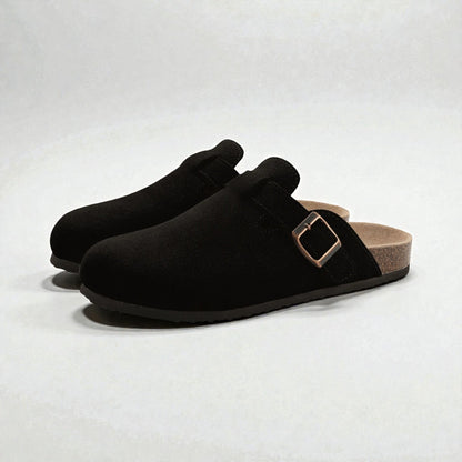 Montarello Men’s Suede Buckle Comfort Mules