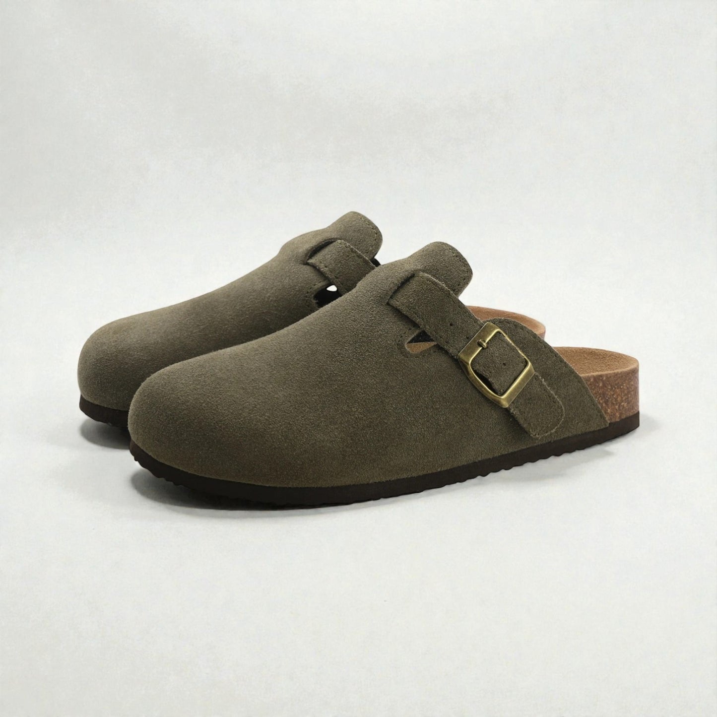 Montarello Men’s Suede Buckle Comfort Mules
