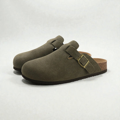 Montarello Men’s Suede Buckle Comfort Mules
