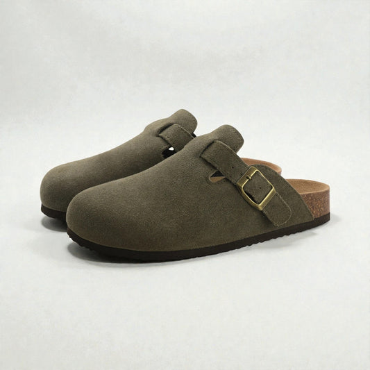 Montarello Men’s Suede Buckle Comfort Mules