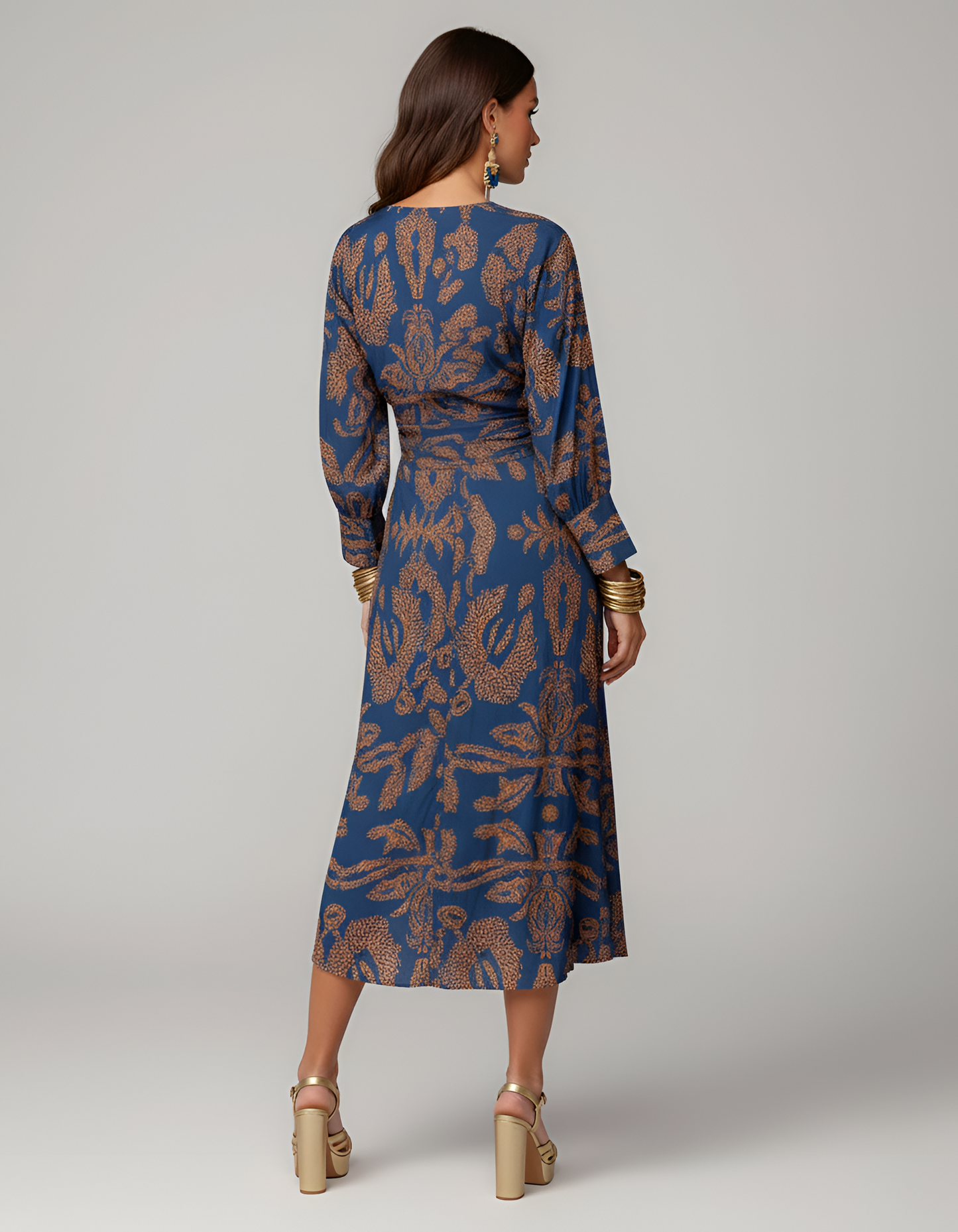 Montarello V-Neck Front-Knot Midi Dress