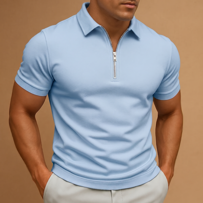 Montarello Zip Neck Polo Shirt Men's Slim Fit